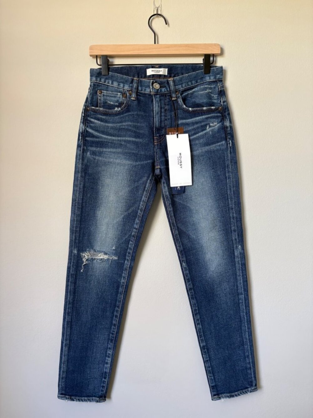 NEW Moussy Vintage MV Falkner Distressed Stretch Denim High-Rise Skinny Jeans 26